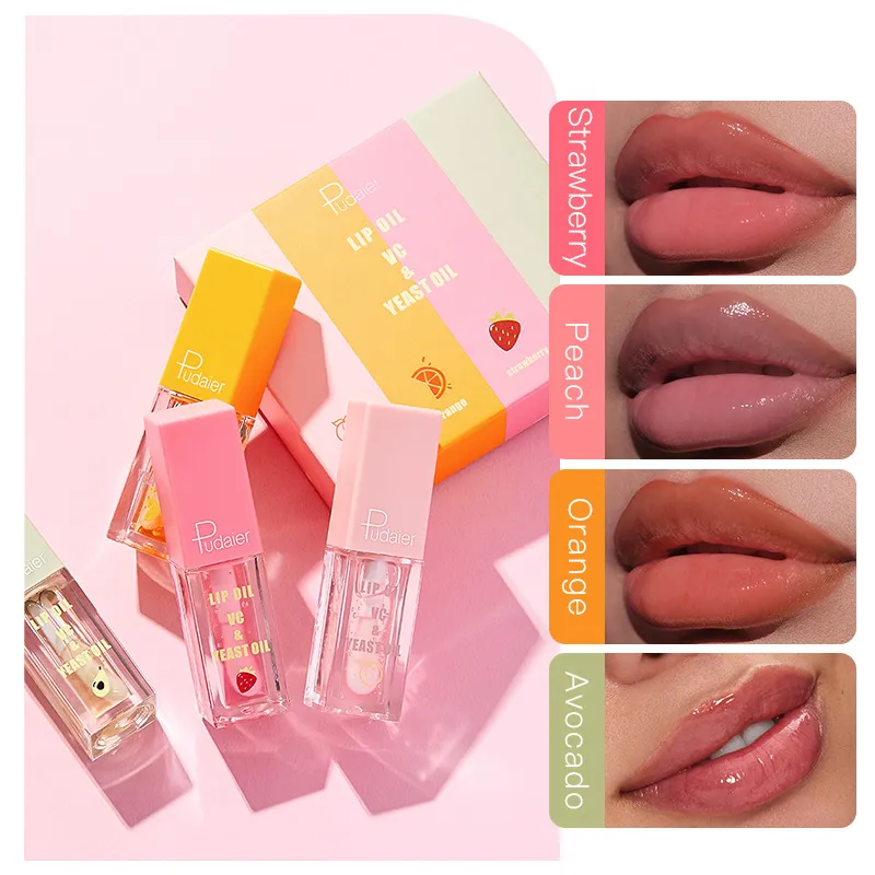 4st/Set Fruit Instant Volumising Lip Essential Oil ökar läpparna Elasticitet Minska fina linjer fuktgivande Nourish Sexig läppvård Plump Serum Lipstick Base Oil 433