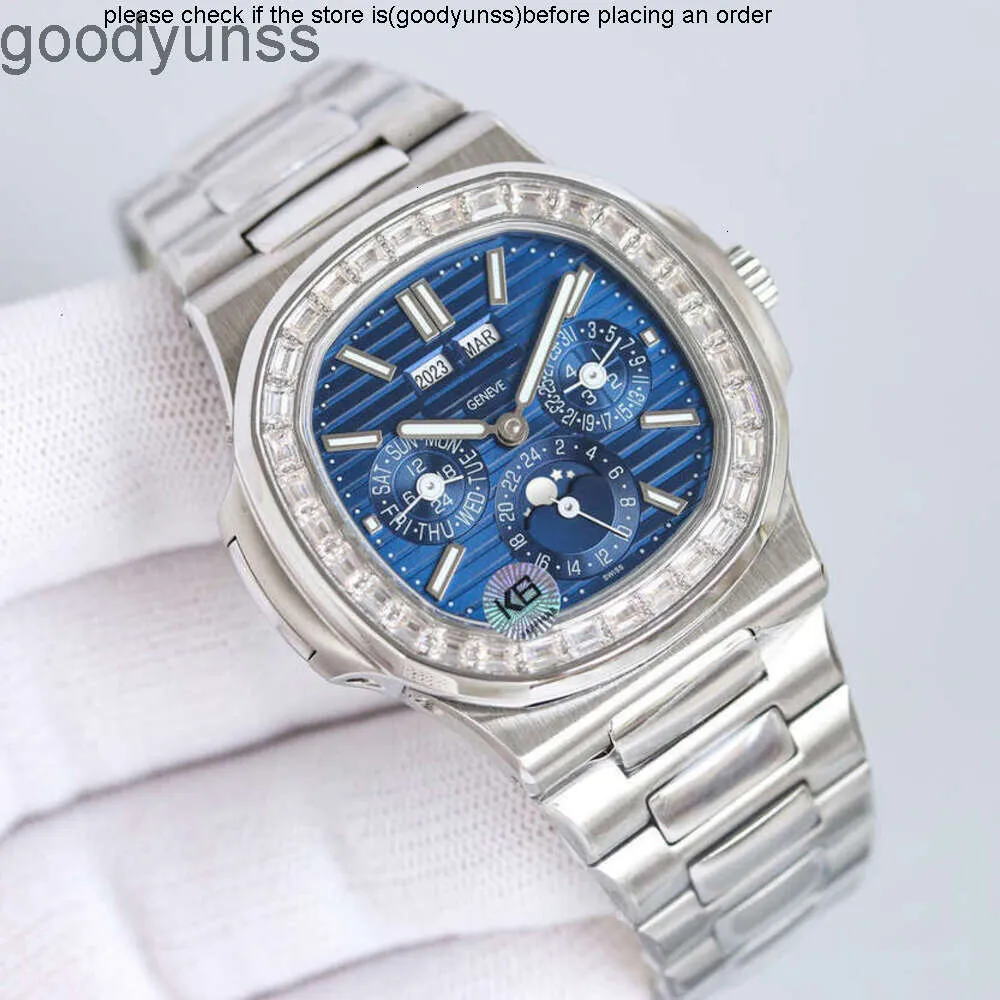 Patek Phillippe for Pak Mechanical Movment Watch Men 5711 Classical Moonphase Wristwatch Superclone Complex Functions High Quality Auto Uhr Montre