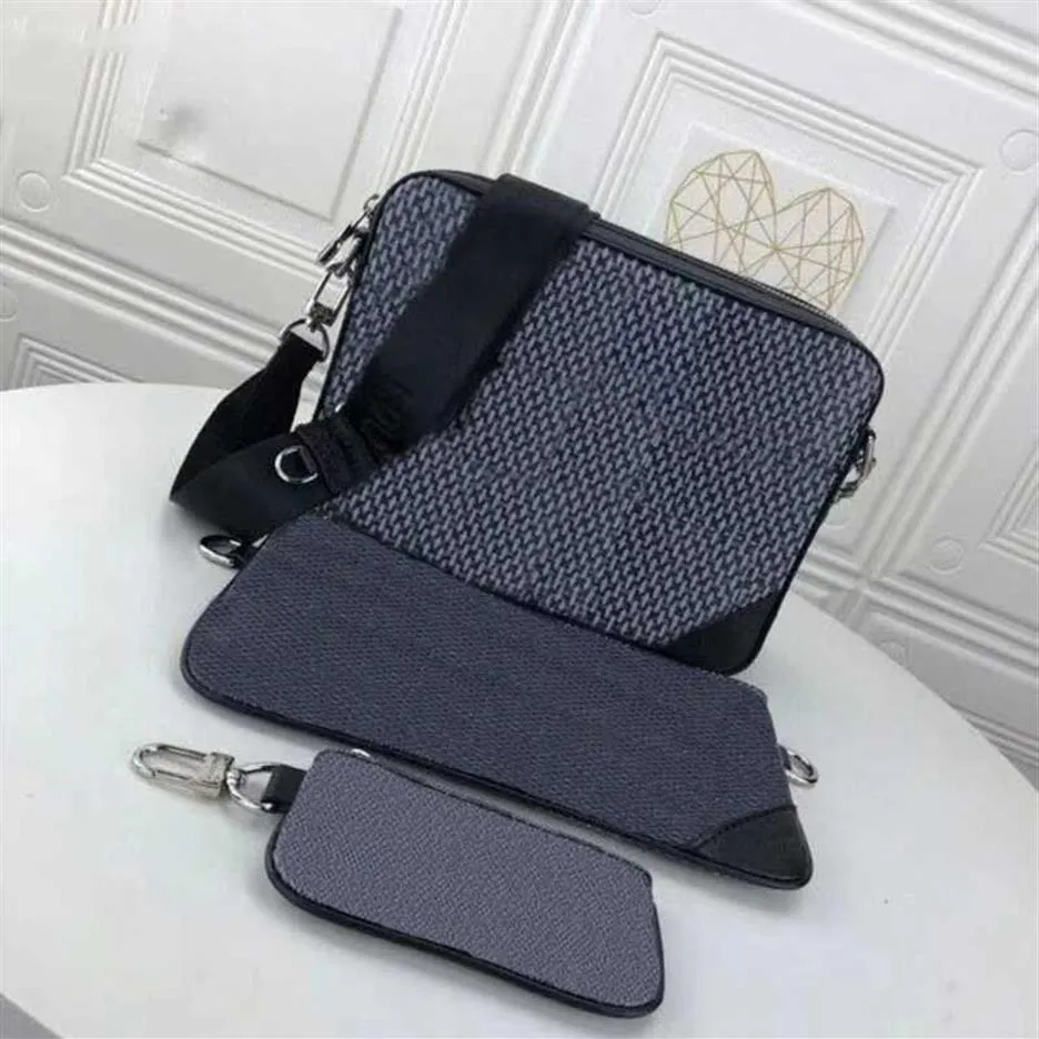 Moda Messenger Çantası Pochette Trio Omuz Çantası Siyah Beyaz 2 Parça Pu Kayışları Crossbody Çanta Para Çantası 296D