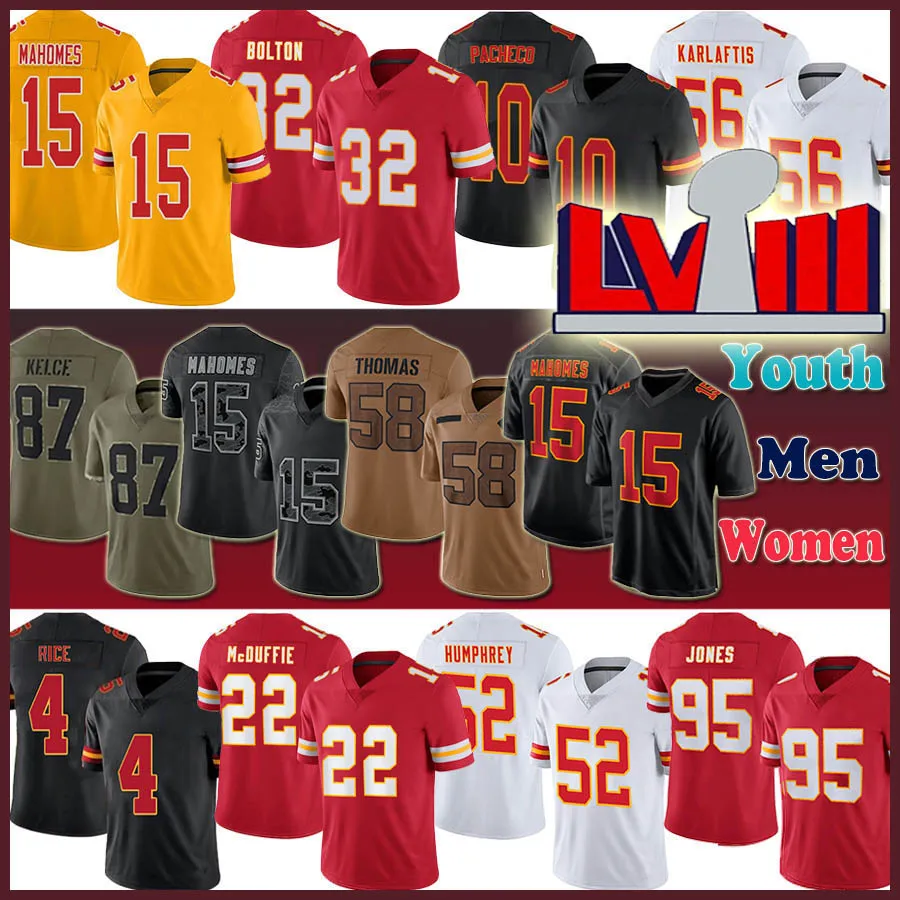 Patrick Mahomes Travis Kelce Football Jersey Isiah Pacheco Rashee Rice Harrison Butker Chris Jones Creed Humphrey Trent McDuffie Nick Bolton