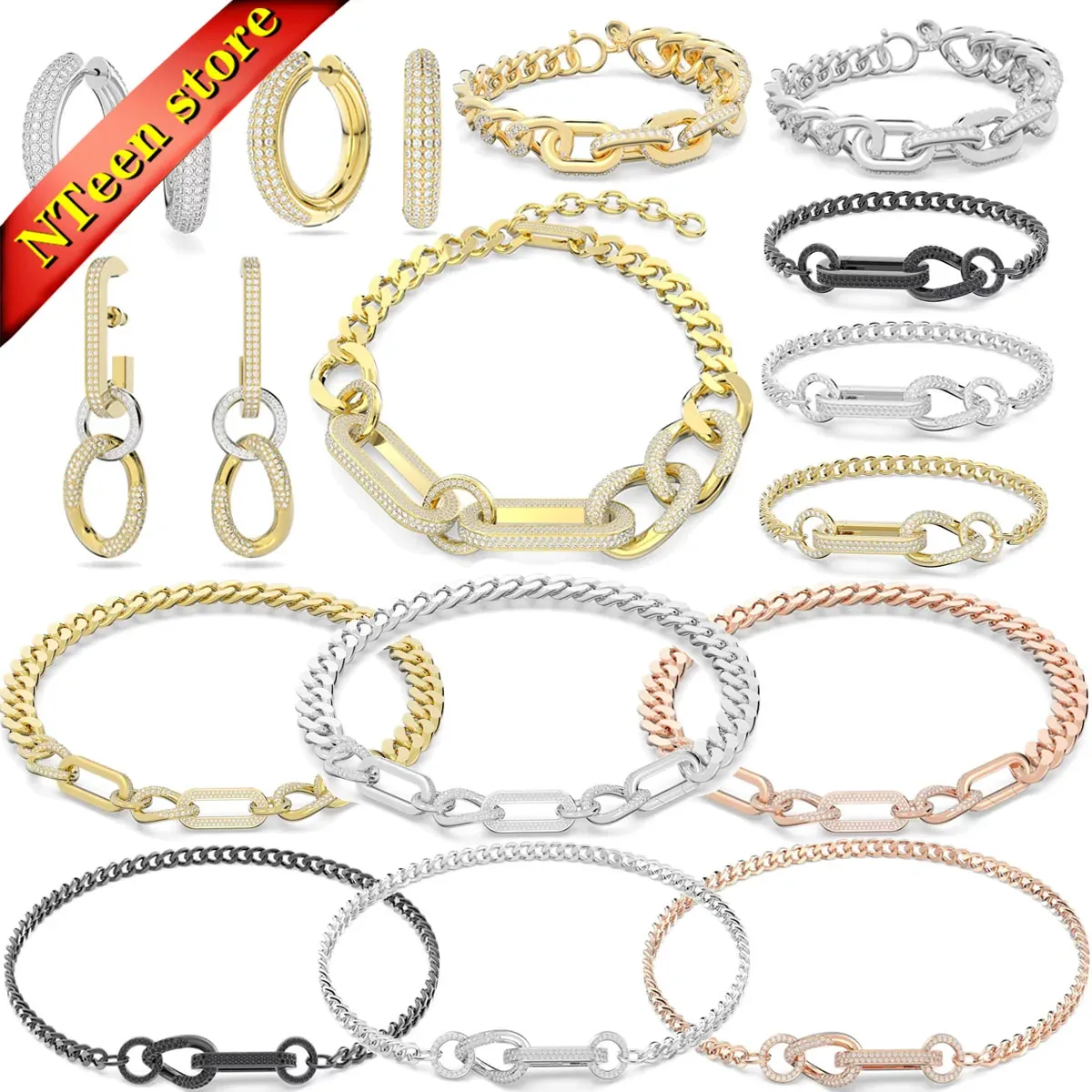 Imposta orecchini XFU Dextera Nuovo set di gioielli avanzato Design con catena di fascino Collana da donna Bracciale Anello Logo della fascia regalo di alta qualità