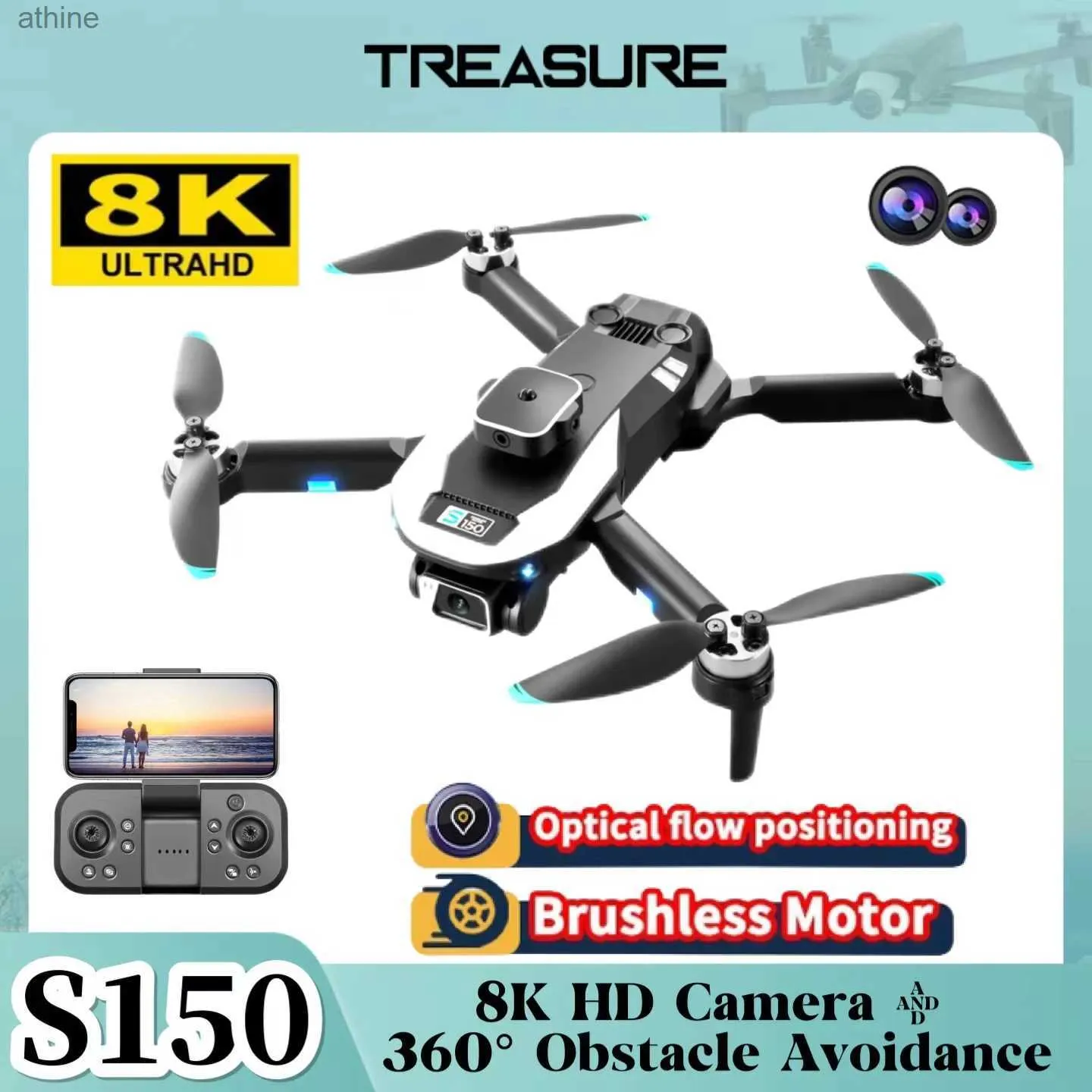 Drones S150 Drone 8K ESC double caméra flux optique positionnement Dron moteur sans brosse quatre côtés évitement d'obstacles quadrirotor jouet YQ240129