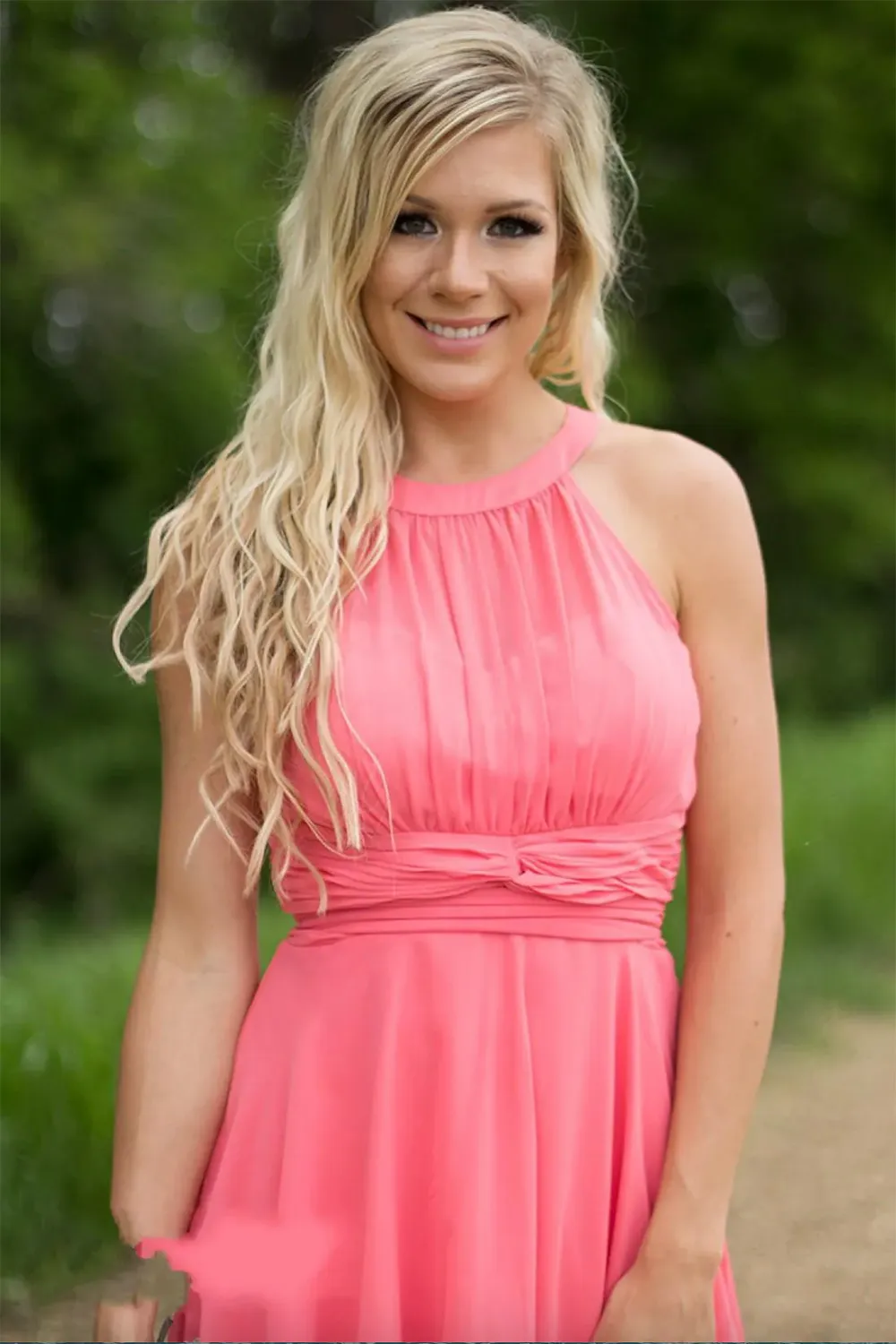 Vestidos De Novia Campestres: Vestido De Dama De Honor Hasta La Rodilla De  Gasa Coral Para Bodas Rústicas De 36,93 € | DHgate, image size:1000x1500