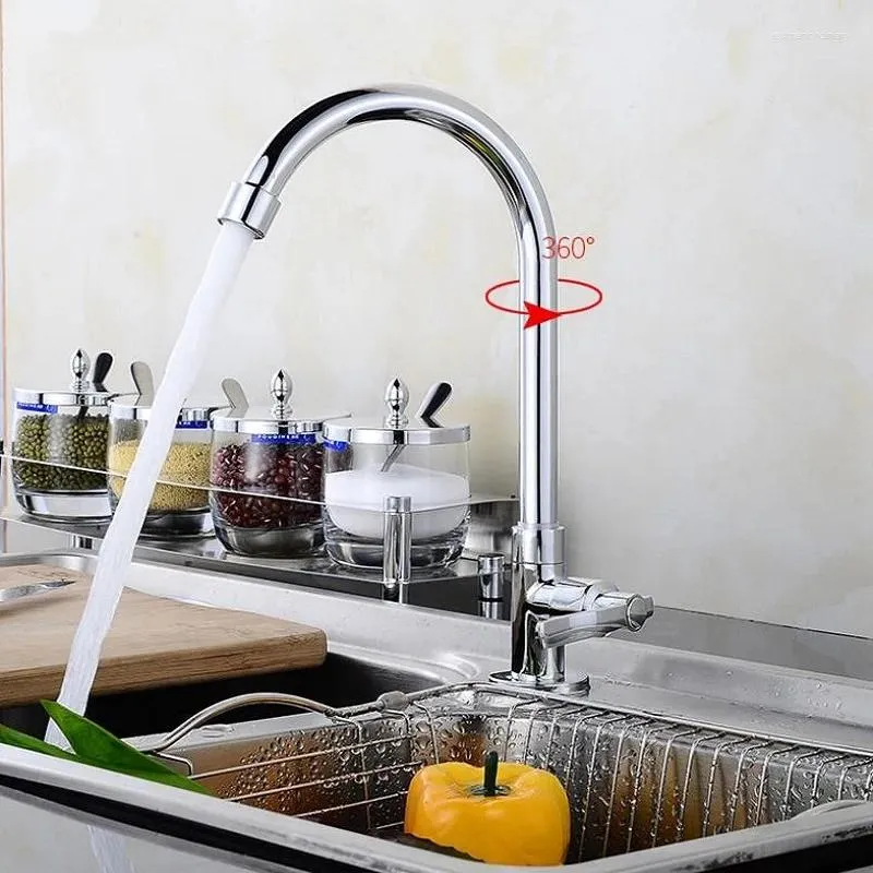 Rubinetti da cucina Rubinetto per acqua fredda con foro singolo in lega girevole a 360 gradi