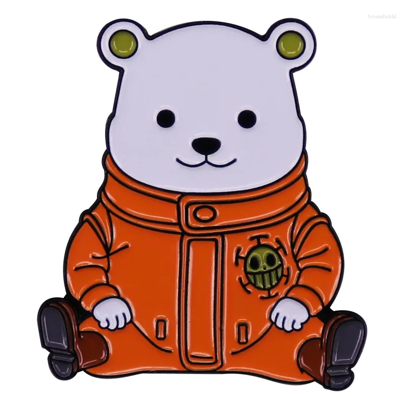 Broschen One X Piece Cartoon Weißer Eisbär Bepo Emaille Anstecknadel Pirat Anime Abzeichen Brosche Hut Rucksack Dekoration Schmuck Zubehör