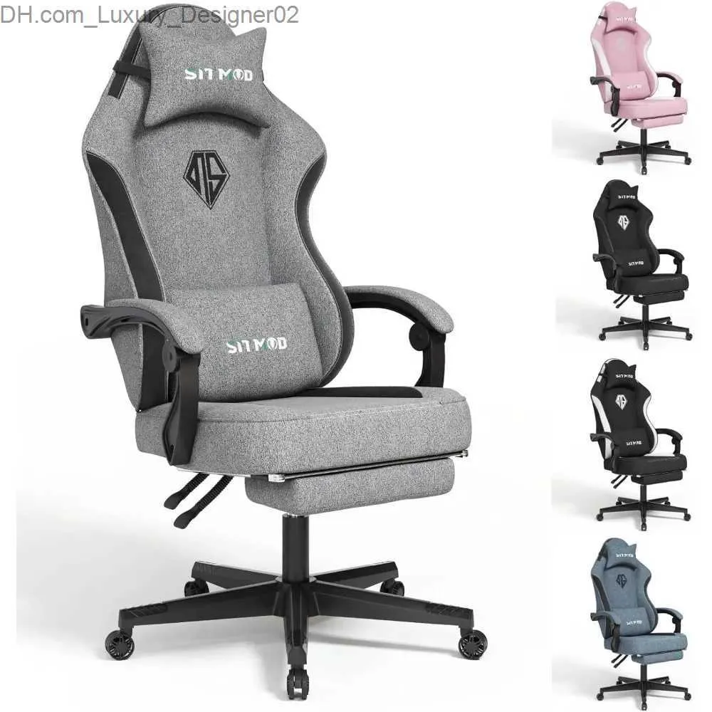 Andere meubels Gamingstoelen voor volwassenen met voetsteun - Computer Ergonomische videogamestoel - Rugleuning en in hoogte verstelbare zitting Draaibaar Tas Q240129