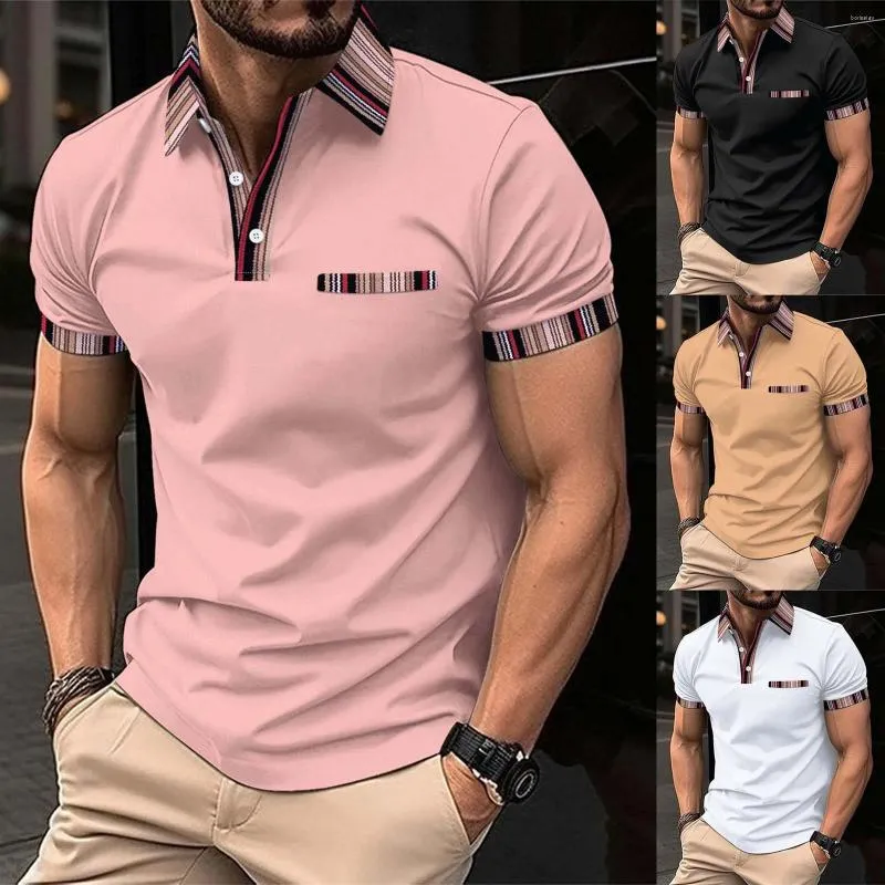 Mäns T -skjortor Fashion Spring och Summer Casual Short Sleeved Button Lapel Solid Big For Men Pack of Mens