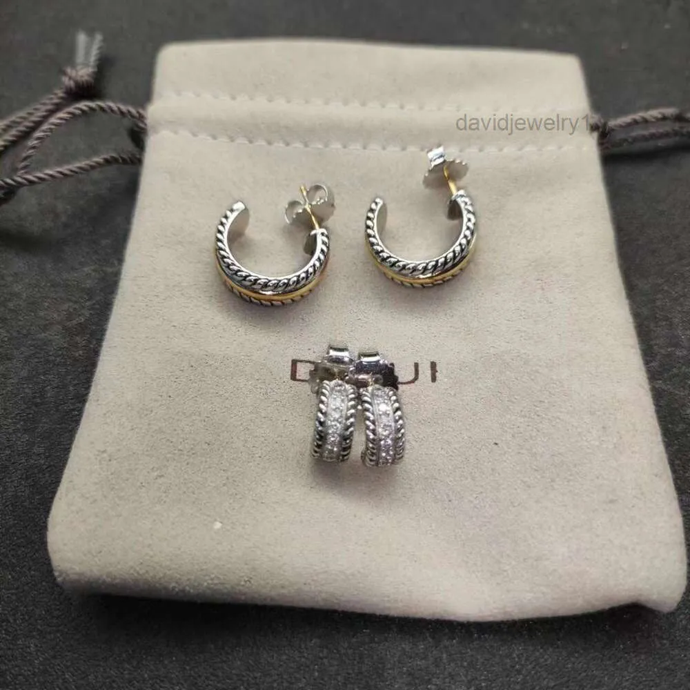 free shipping Designer dy luxury Jewelry David Yuman Earrings High End Popular 114mm Silver Diamond Half Ring Earrings with 156mm Color Separation Half Ring Earring