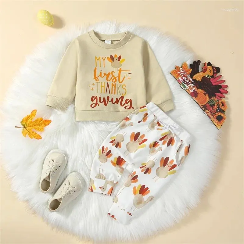 Clothing Sets CitgeeAutumn Thanksgiving Day Infant Baby Boys Girls Outfit Letter Turkey Print Long Sleeve Sweatshirt And Pants Set Clothes