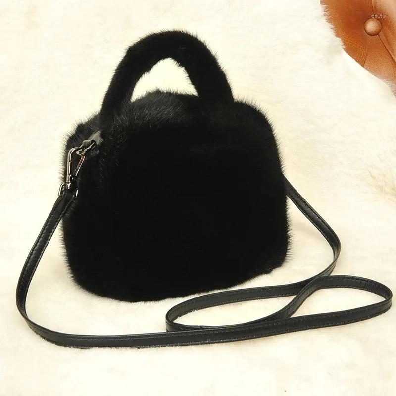 Duffel Bags Lazer Luxo Mulheres Saco De Pele Inverno Importado Natural Mink Ombro Moda Requintado Pequeno Quadrado