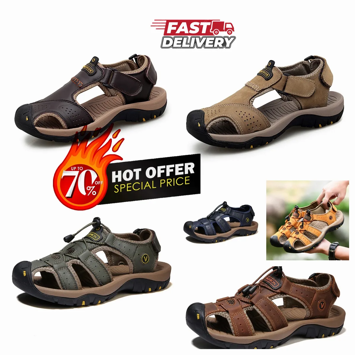 Sommer Heißer Verkauf Neue Sandalen männer Leder Weiche Sohle Outdoor Freizeit Strand Schuhe Anti-rutsch-Hausschuhe