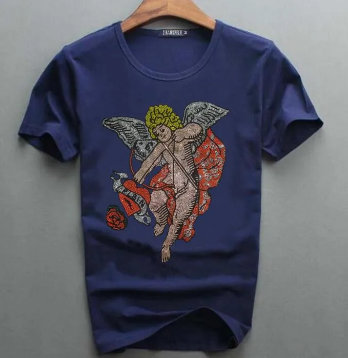 S-6XL Anime T-shirt männer baumwolle Grafik Strass Hohe Qualität Sommer Mode Heißer bohrer T-Shirts streetwear männer Kleidung