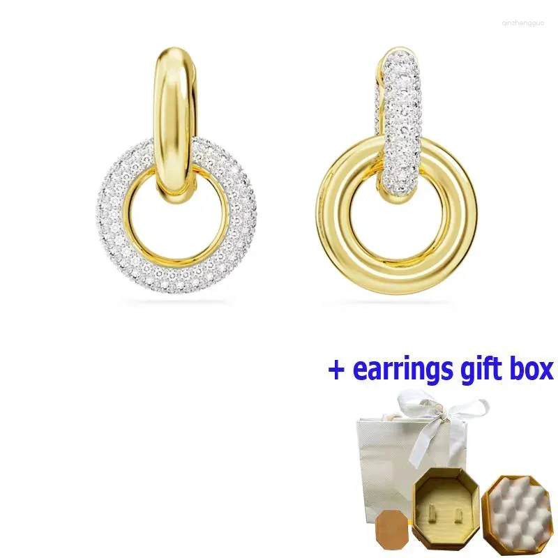 Brincos de pino de alta qualidade diamante de ouro feminino com anéis interligados adequados para mulheres bonitas usarem