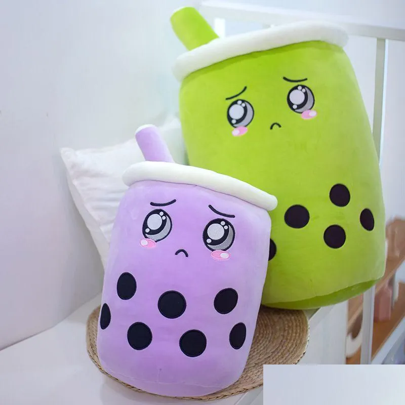 Fyllda plyschdjur Fasion P Hy Wy Creative Fruit Milk Tea Cartoon Pillow Toy Slee Pearl Cup Stuff Stuff Cotton Doll Christmas Drop De Dhaly