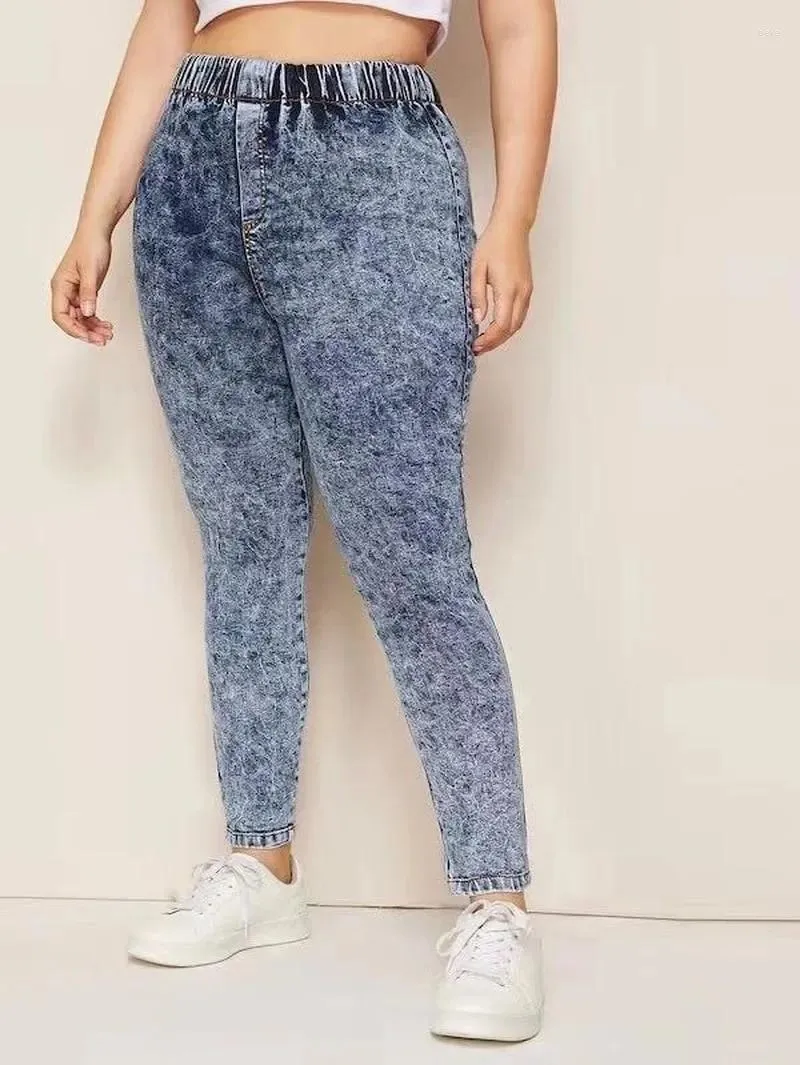 Frauen Hosen 2024 Herbst Frühling Mode Design Frauen Schneeflocke Lange Plus Größe Jeans Solide Kleine Füße Hosen Streetwear