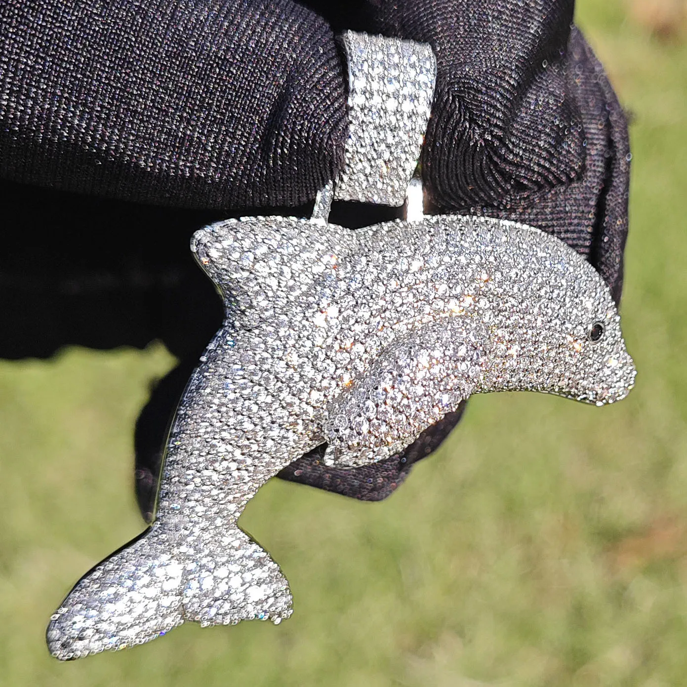 Mosang Stone Hip Hop nouveau pendentif dauphin accessoires avec diamant S925 éléments animaux polyvalents pour hommes bijoux à la mode