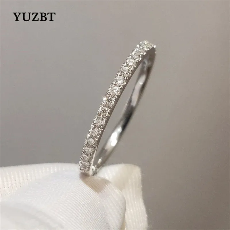 Yuzbt 9k 10k vitt guld Brilliant Cut 03 S Diamond Tester Past D Color Engagement Ring Korean Style Jewelry 240122