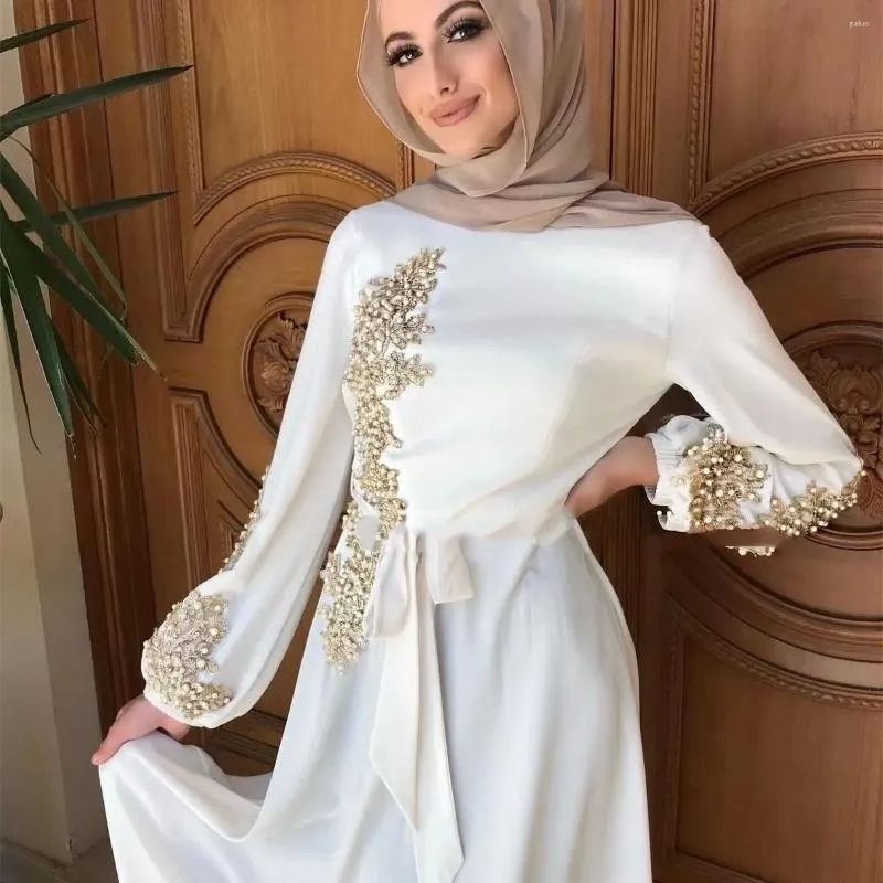 chinese dress ladies Nude Luxury Long Sleeves Muslim Evening Dresses With Cape SS369A Light Blue / 4 main image 1