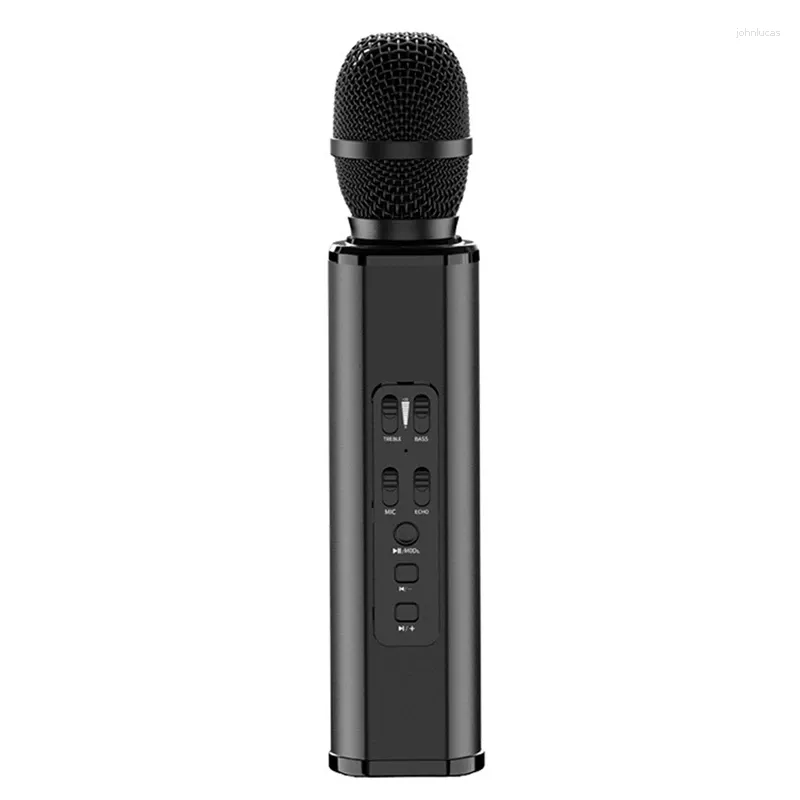 Mikrofonlar K6 Kablosuz Bluetooth Mikrofon Karaoke Mic Handheld Condanser Çift Hoparlör Taşınabilir Şarkı