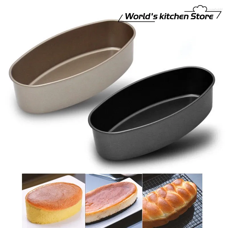 Moldes de cozimento Antiaderente Bakeware Forma Oval Pan Pão Molde Deep Cheesecake Mold Tin Alumínio Metal Bolo
