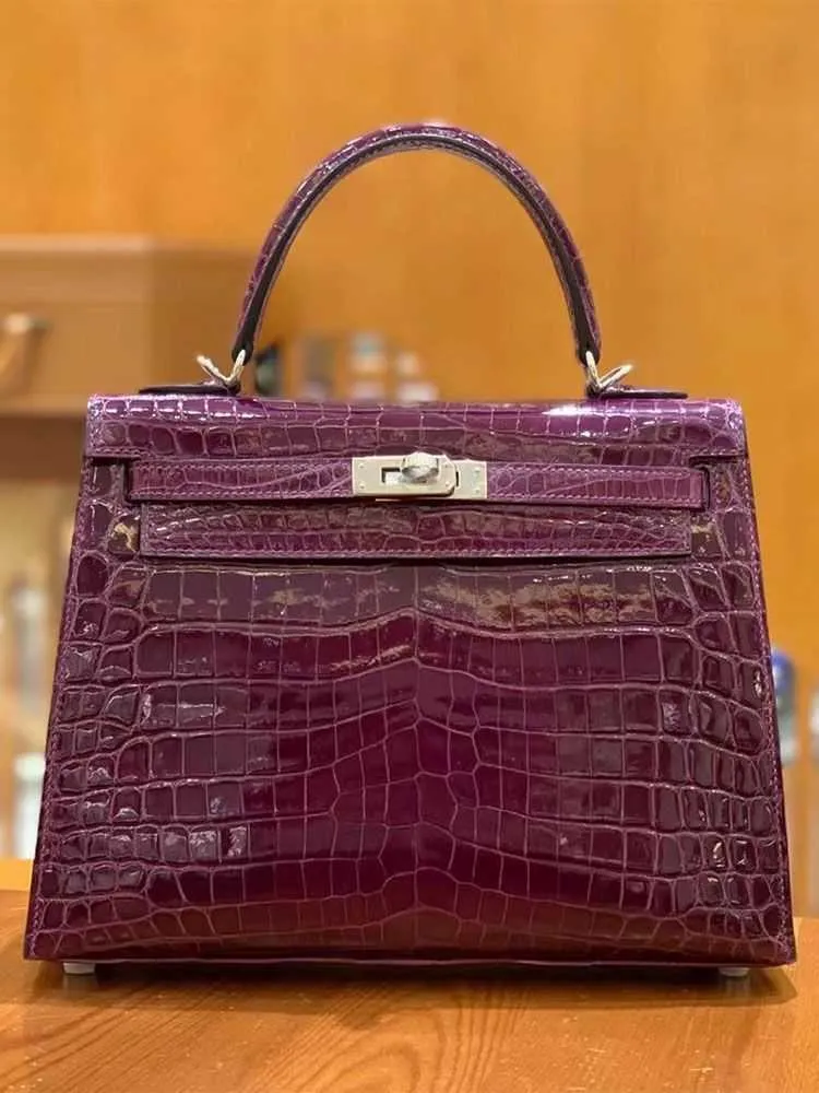 Copie légale Deisgner 8A sacs boutique en ligne fait à la main visage brillant peau de crocodile sac pour femme sac à main haut de gamme Genui ont un vrai logo