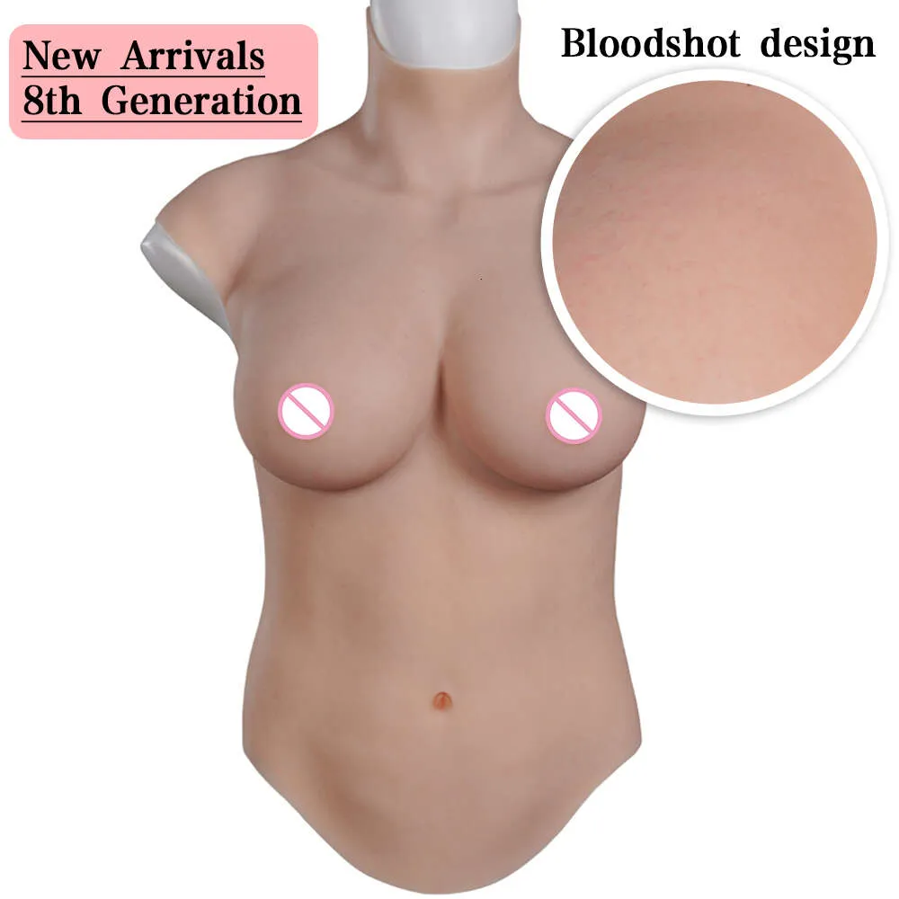 Kostuumaccessoires Kostuumaccessoires Siliconen Borstimplantaten Half lichaam met bloeddoorlopen tieten Realistische borstprothesen voor Crossdresser Transgender Sissy Cosplay