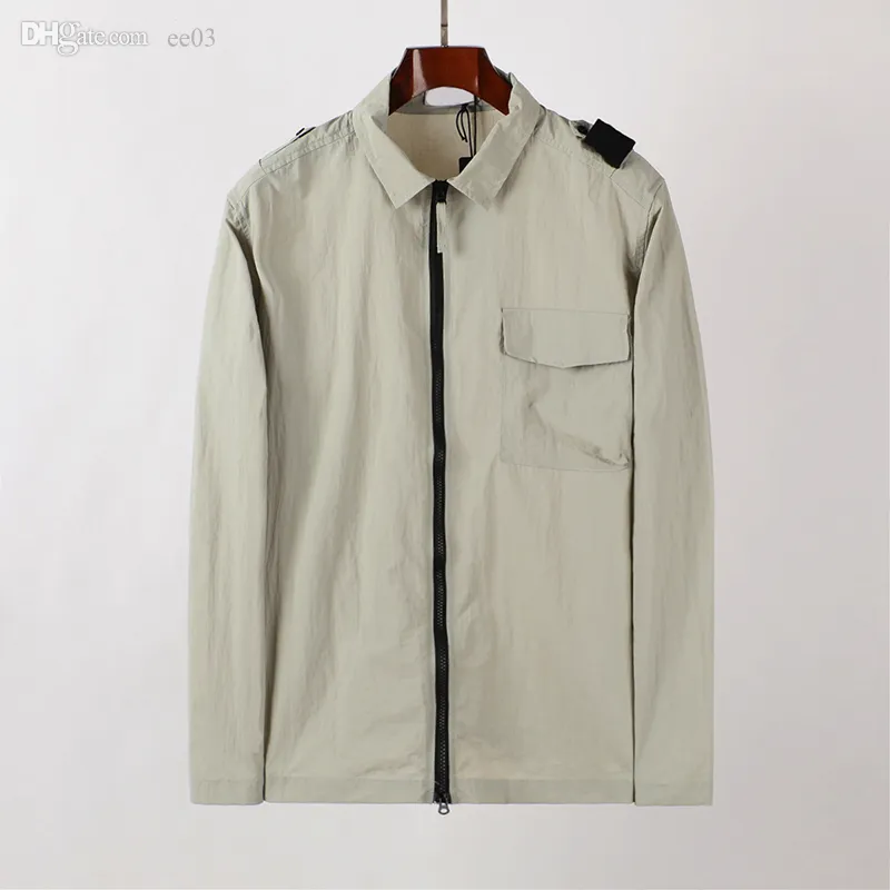 브랜드 남성용 탑 스토니 재킷 이중 zip 자수 어깨 끈 얇은 나일론 긴팔 재킷 기능성 작업 의류