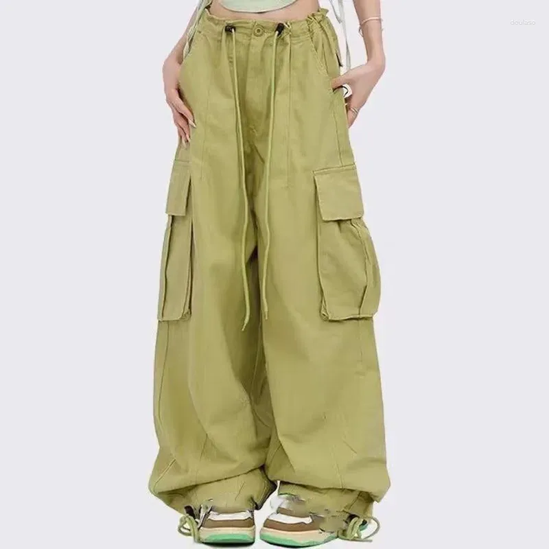 Pantaloni da donna Donna Y2K Cargo Vita alta Streetwear Pantaloni Hip Hop Femminili Grandi tasche Casual Pantaloni sportivi larghi con coulisse bassa