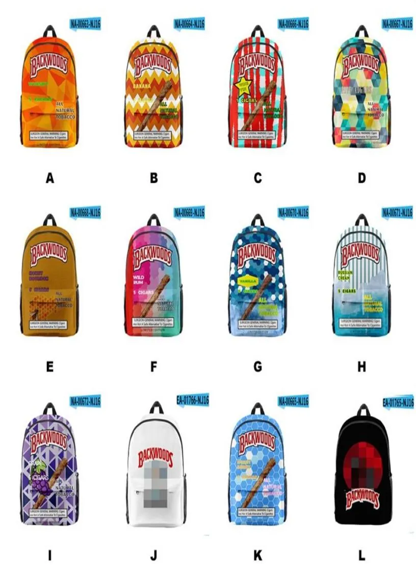 12 Styles Backwoods Backpack for Men Boys Cigar Cartoon Laptop 2 Straps Travel Bag School Shoulders Bagsa463837679