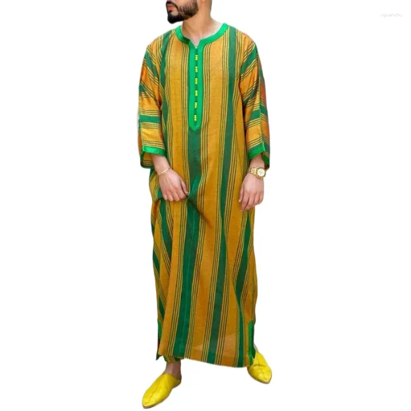 Etnik Giyim Erkekleri Gevşek Jubba Thobe Abaya 2024 İslam Müslüman Tenue Musulmane Homme Kaftan İslami Cüppeler Pakistan Arabistan Elbise