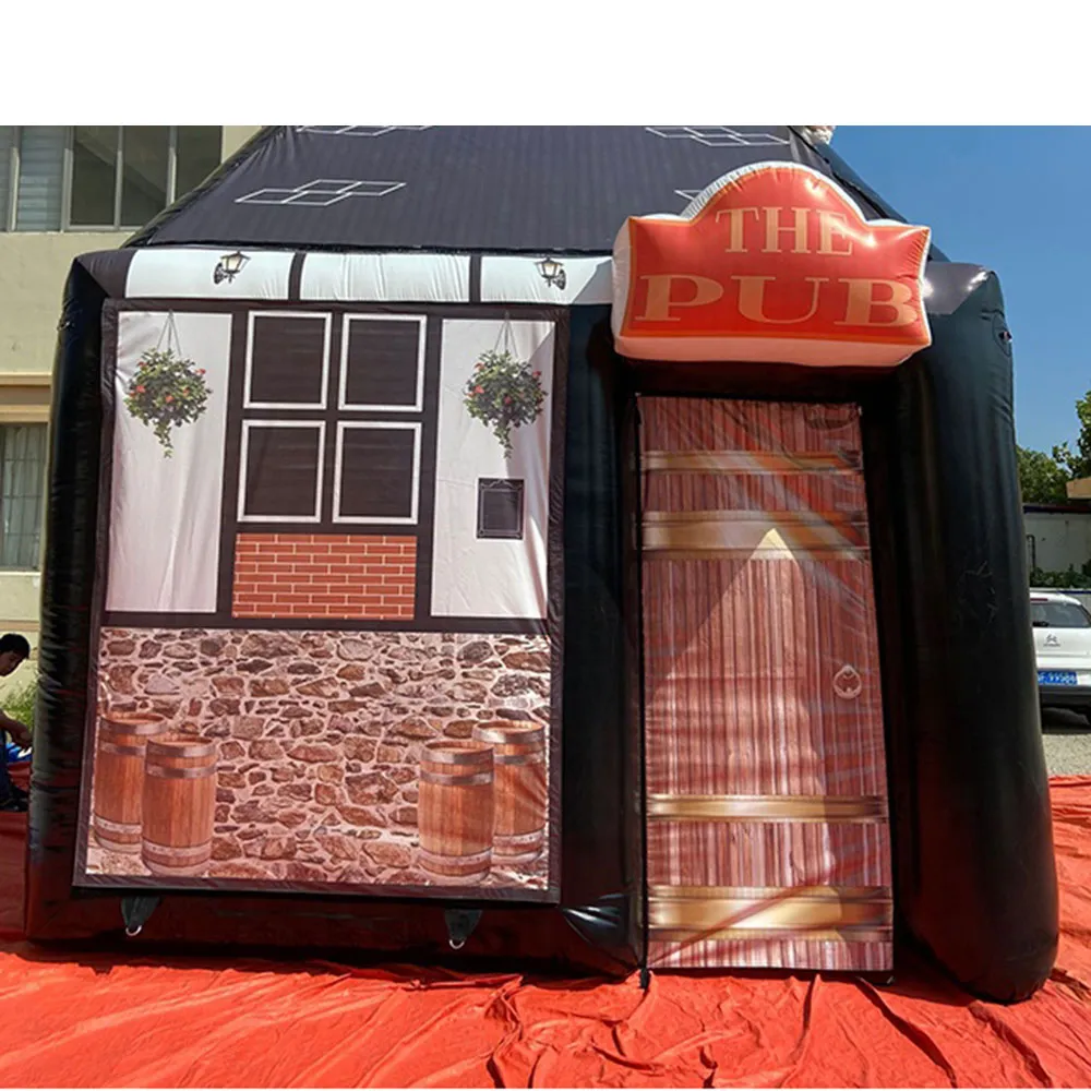 wholesale New arrival 5x4m inflatable pub with chimney,movable house tent inflatables party bar for outdoor entertainment