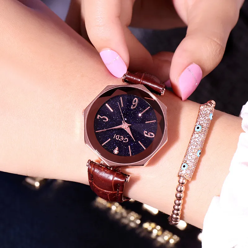 Womens watches high quality fashion casual simple trend polygon belt waterproof quartz watch T9