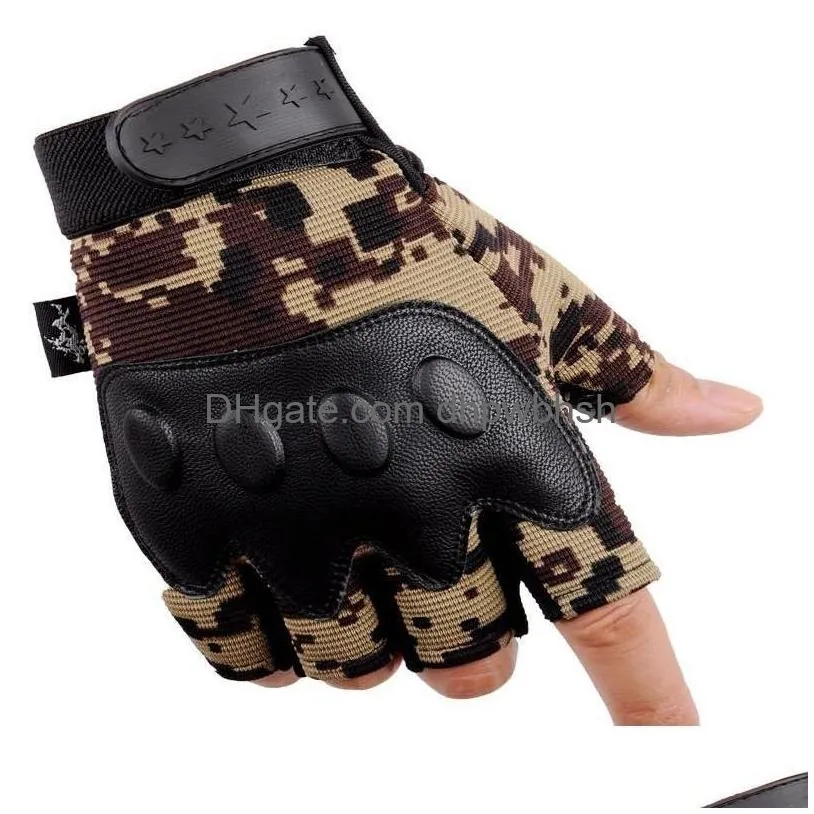 Gants tactiques Hard Knuckle Moto Demi Doigt Équitation Cyclisme En Plein Air Alpinisme Drop Livraison Mobiles Motos Motocy M Dhhle