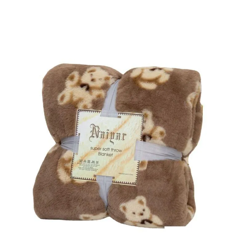 Blankets Designer Cute Little Bear Grain Blanket Imitation Rabbit Crystal Veet Nap Double Sofa Drop Delivery Otrzg