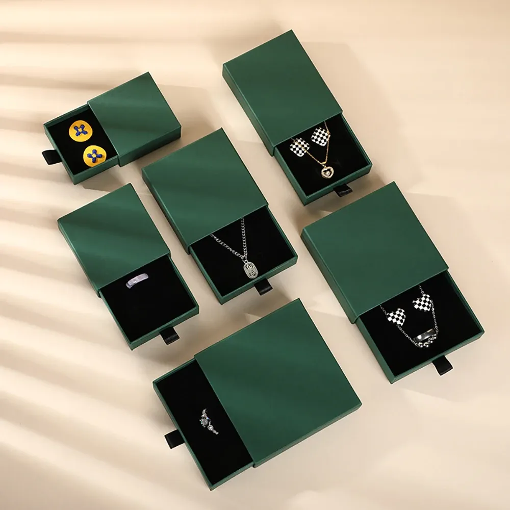 Smycken 10st tjockt papper heluppsättning ring örhänge armband hänge halsband förpackningslådor presentförpackningar glidande smycken arrangörsbox