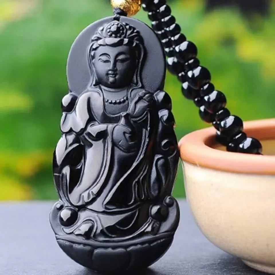 PENDANTI NERO NERO NERO OBSIDIANO GUAGNO YIN PENDANT NACCHE ACCESSORI DI GIETTILI MASHIO CARICA