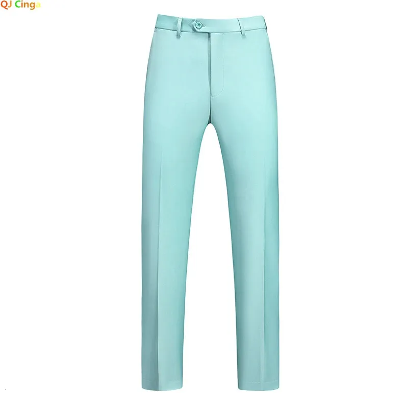 Light Gree Men's Middle Waist Pants 25 Color Choice Elegant Office Male Fashion Work Men Modest Green Pink Yellow Large Size 6XL 240125