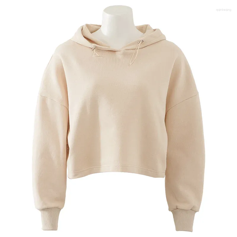 Women's Hoodies Custom Blank Fashion Crop Top Casual French Terry Cotton Drop Shoulder Pullover Oversize & Sweatshirts