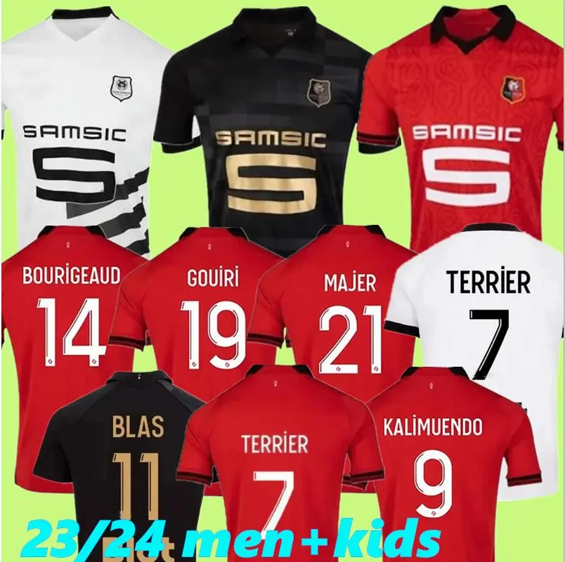 2023 2024 Hommes Enfants Stade Soccer Jerseys Rennes 23 24 SULEMANA BOURIGEAUD TERRIER DOKU Kamaldeen Guirassy H.traore Santamaria MAJER AGUERD TRAORE Kit enfants Rennais