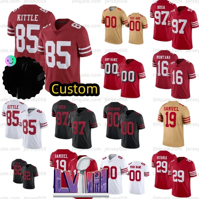 Brock Purdy 23 McCaffrey Football Jerseys George Kittle Nick Bosa Fred Warner Brandon Aiyuk Talanoa Hufanga Trey Lance Juszczyk Trent Williams Wholesale