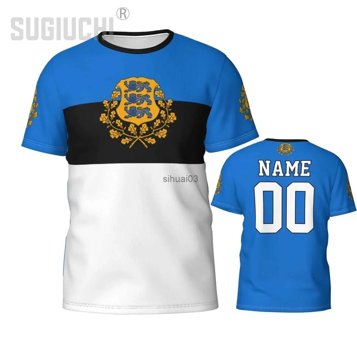 Camisetas para hombres Número de nombre personalizado Emblema de la bandera de Estonia Camisetas 3D para hombres Mujeres Camisetas Jersey Equipo Ropa Fútbol Aficionados al fútbol Camiseta de regalo