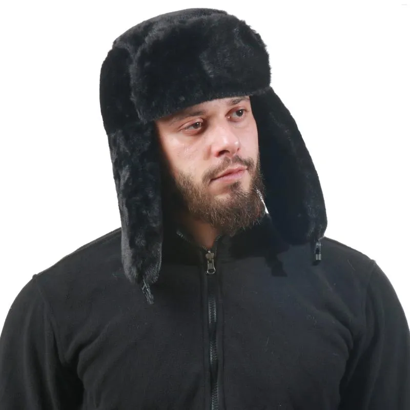 Beret Camoland Winter Warm Bomber Hats Radziecka odznaka dla kobiet mężczyzn Faux Fur Rosja wiatroodporna termiczna czapki śniegowe