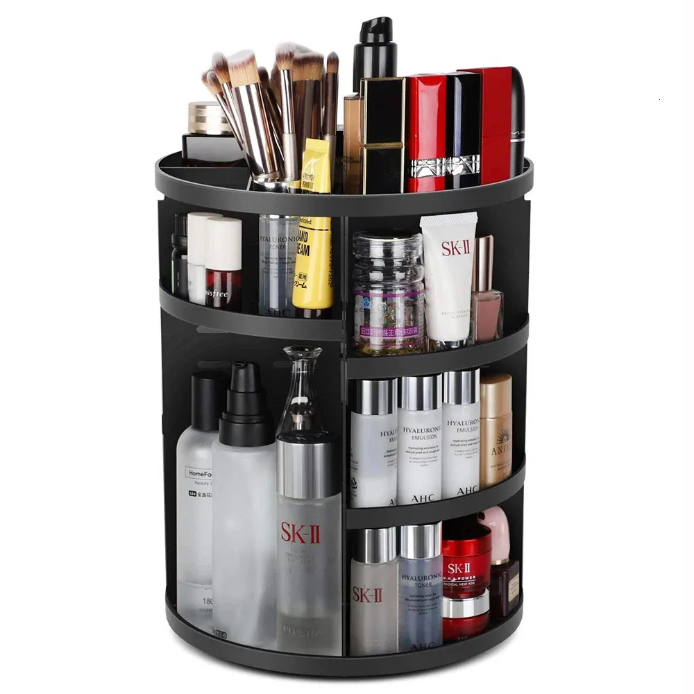 Schminktisch-Aufbewahrungsbox, 360-Grad-Drehung, Hautpflegeprodukt-Regal, modischer Make-up-Organizer aus Acryl für Kosmetik-Lippenstift-Etui 240125