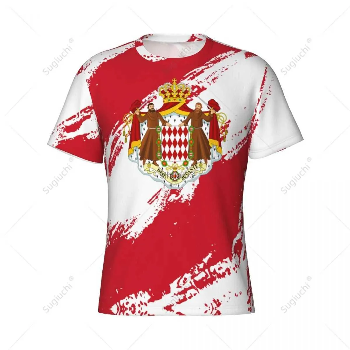 T-shirts pour hommes Nom personnalisé Nunber Monaco Drapeau Couleur Hommes T-shirt de sport serré Femmes Tees Jersey pour les fans de football de football