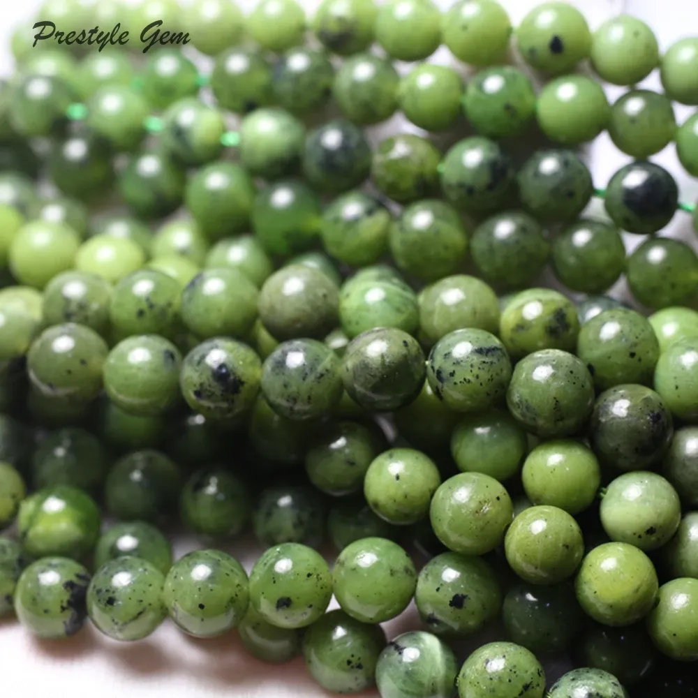 Alloy Natural 6mm 8mm Canadian jade nephrite smooth round beads for jewelry making design fashion stone bracelet or gift