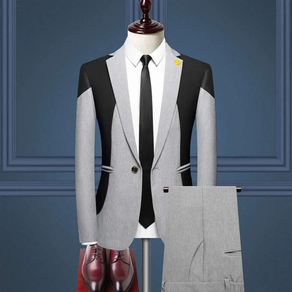 Высококачественный новый мужской костюм контрастного цвета, британское официальное платье для молодежи и среднего возраста, формальный и облегающий комплект из двух предметов