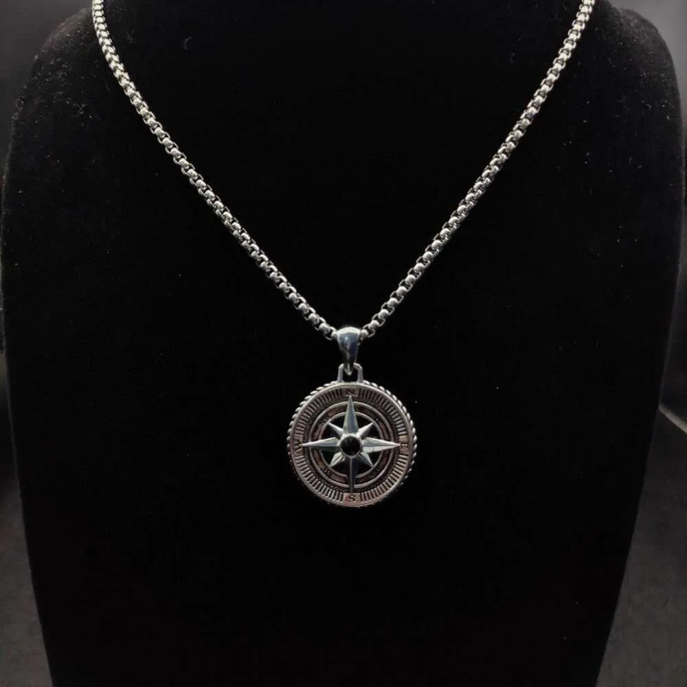 Livraison gratuite Designer Dy Luxury Jewelry Collier David Yuman Version haute Compass Black Diamond Collier chaîne avec une épaisseur de 3 mm et une longueur de 50 + 5 cm ou 60 + 5 cm