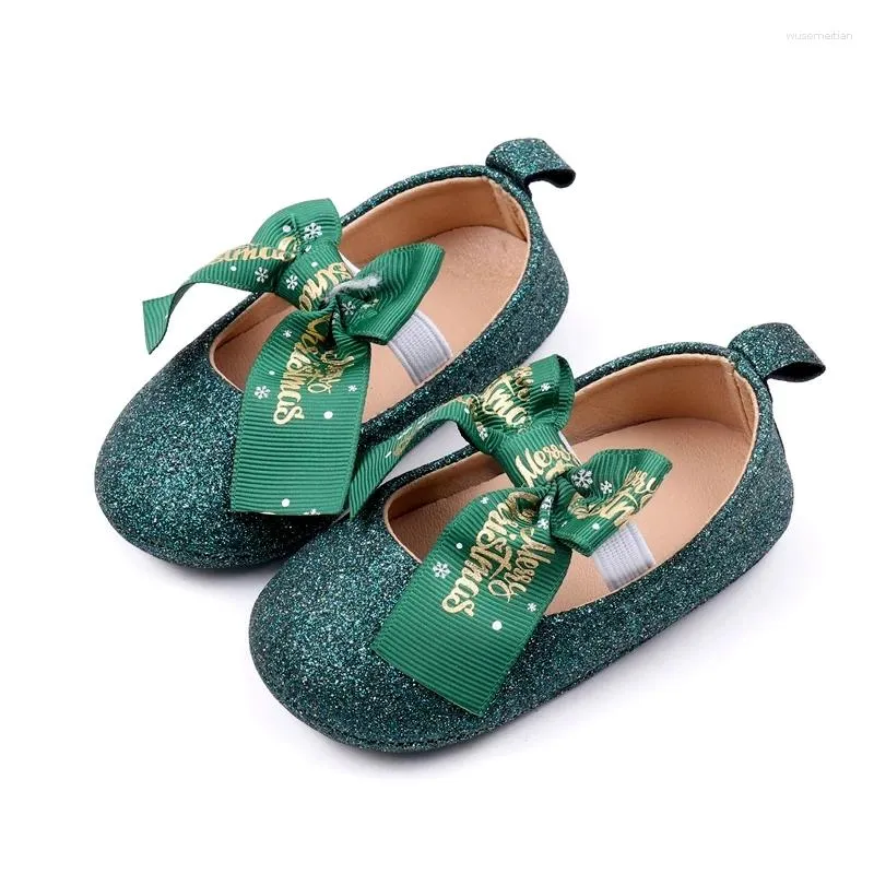 Premiers marcheurs infantile bébé filles mocassins paillettes Bowknot semelle souple chaussures plates Prewalker anti-dérapant marcheur