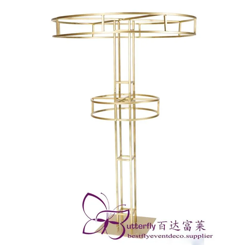 HOGE TOREN GOUDEN GELAAGDE BLOEMEN RISER 3,5 FT HOGE METALEN BLOEMEN Slingers STANDAARD VAN BRUILOFT DECORATIE241b