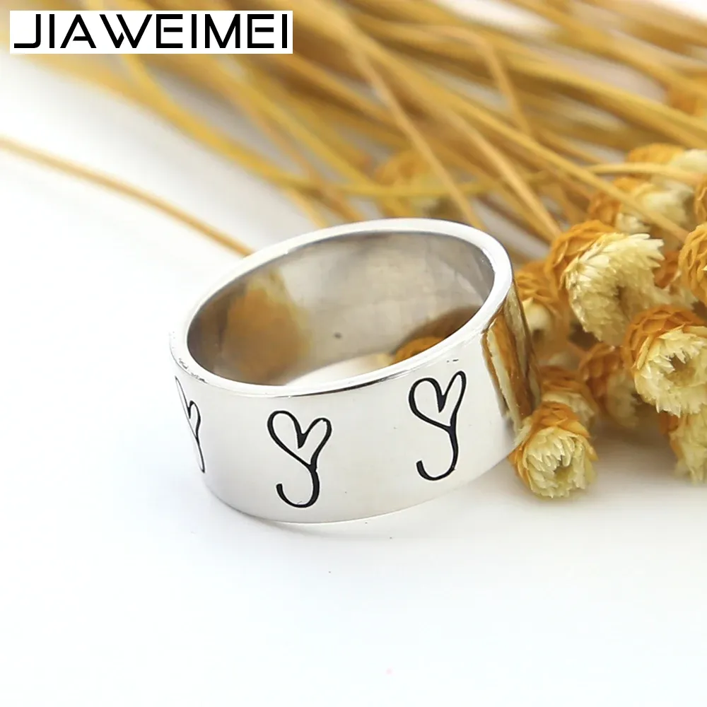 Кольца персонализированное гравюрное кольцо для женщин мужчины 925 Сплошная серебряная широкая группа